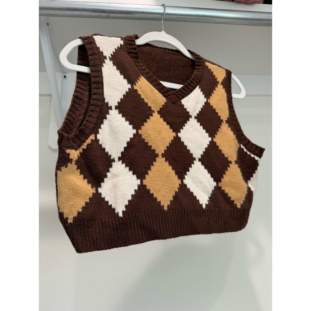 Women's Knit Cropped Vest‎ Size Large Shein